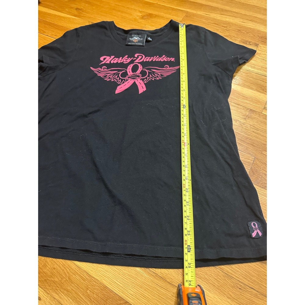 Harley-Davidson Womens Pink Ribbon Breast Cancer Awareness Winged Graphic Tee XL - Picture 4 of 7